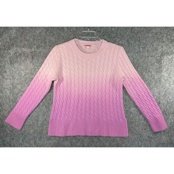 J. Crew Limited Edition Cashmere Purple Pink Ombre Cable Knit Sweater Size M - Picture 1 of 8